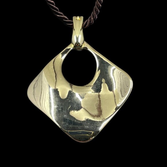 Premier Designs Gold Pendant Necklace Modern Minimalist Y2K Statement Rope Cord - Picture 3 of 10